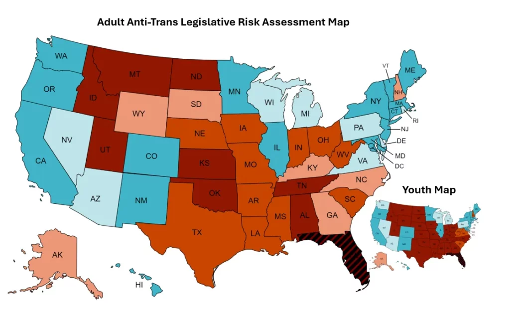 anti-trans legislation risk map